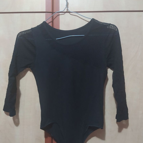 Helios black bodysuit like new with mesh sleeves and neckline