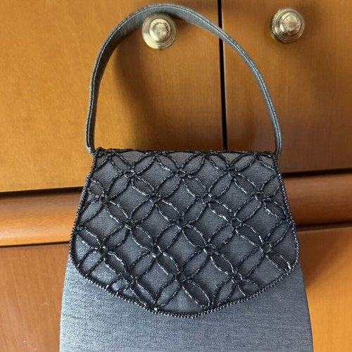 Handbag used gray with shiny decorative elements