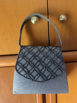 Handbag used gray with shiny decorative elements