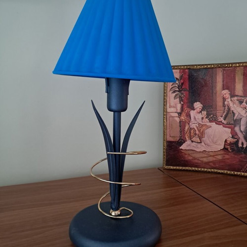 Table lamp postmodern design with metal and glass, like new