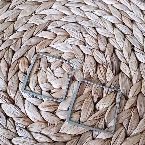 Square hoop earrings steel