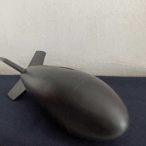 Bomb-shaped piggy bank new, Russian gypsum art piece