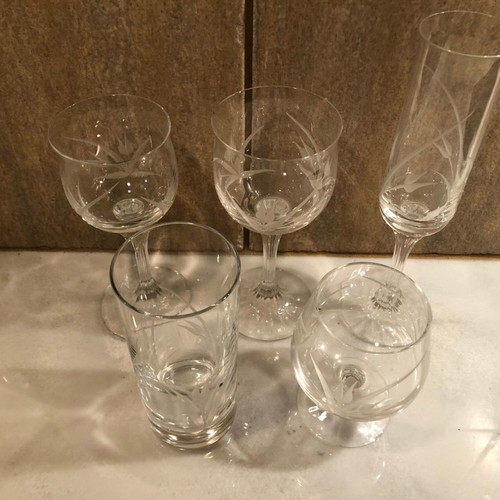 Cristalleria di Firenze crystal glasses used, set of 36, Gemini series