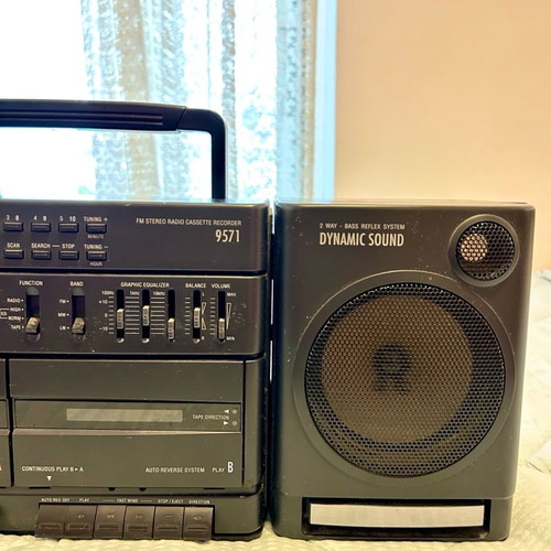 Double cassette player with detachable speakers used