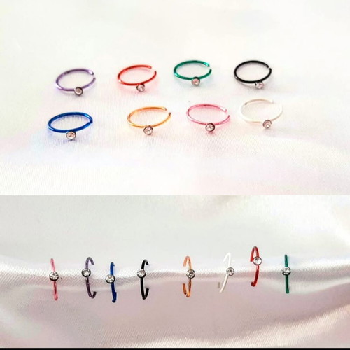 Set of 5 nose rings new, stainless steel