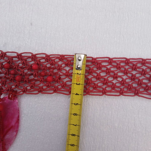 Boho red belt with beads like new, adjustable