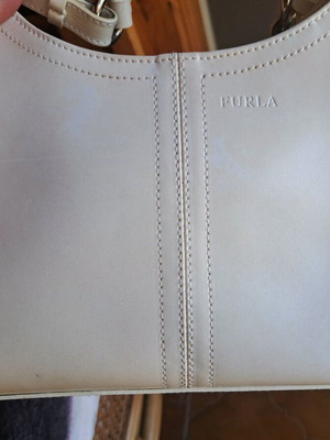 Furla leather shoulder bag used, white