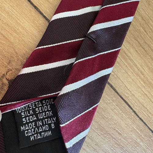 Hugo Boss silk tie, burgundy and brown striped