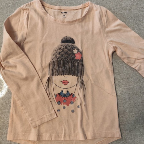 Kiabi long-sleeve blouse like new, beige and pink, size 110 cm, age 4-5
