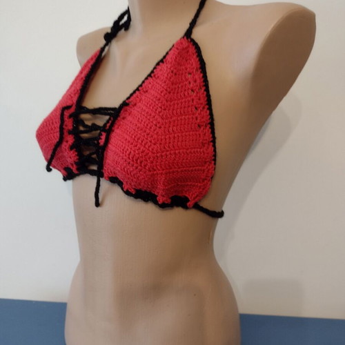 Bustier new acrylic, universal size M and L, red and black