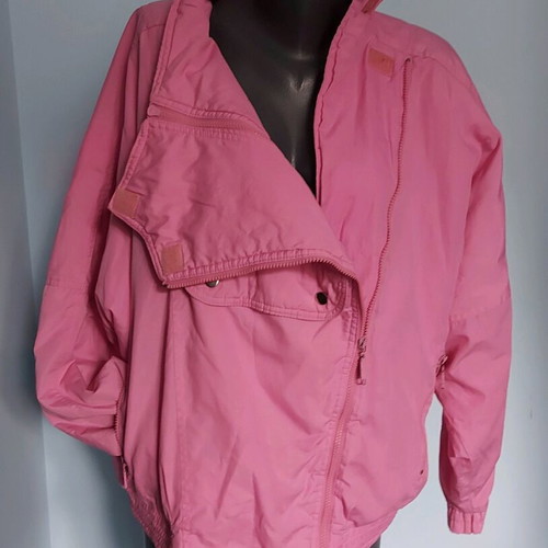 Vintage warm padded jacket with hidden hood Rodeo by C&A used, pink