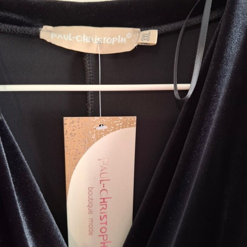 Paul-Christophe Velvet Wrap Dress 3XL New Black