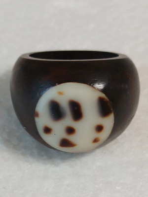Handmade wooden ring size 18 brown new with unique pattern
