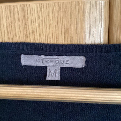 Uterqüe Navy Blue Wool and Silk Blouse Size M like new
