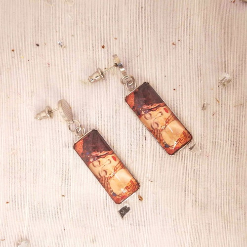 The Kiss Gustav Klimt Earrings new stainless steel and glass
