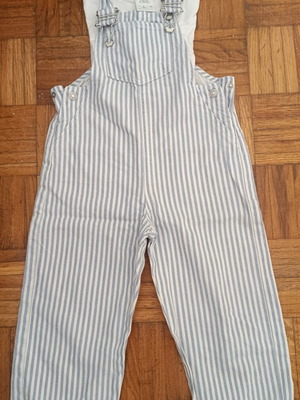 Zara white denim salopette with blue stripes and white blouse set 4 years like new
