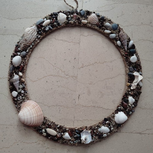 Wreath with seashells handmade decorative