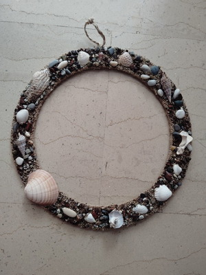 Wreath with seashells handmade decorative