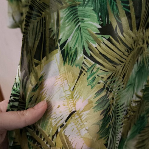 Summer kimono like new, green leaves, airy