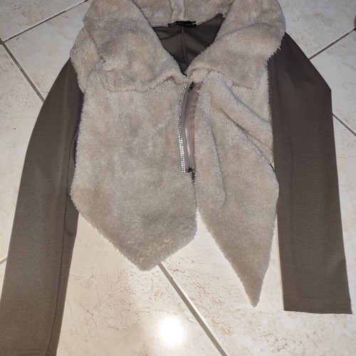Jacket with fur and rhinestones on zipper, size small, like new