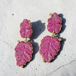 Earrings with carved ruby, like new, 5cm