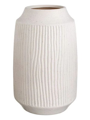 Decorative ceramic floor vase sand-textured new with embossed vertical stripes