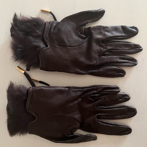 Dsquared2 leather gloves with fox fur used