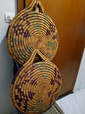 Traditional Cypriot folk art baskets like new, set of 2
