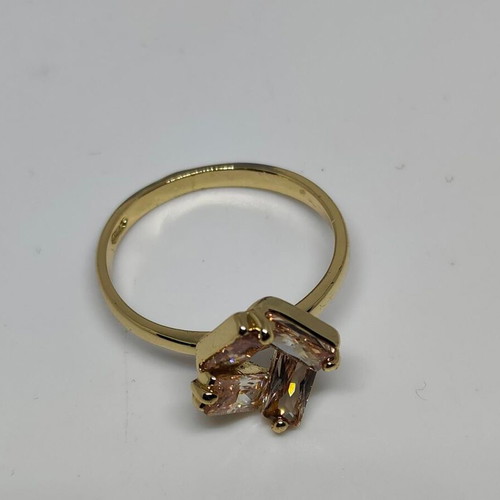 Gold ring with geometric champagne crystals like new