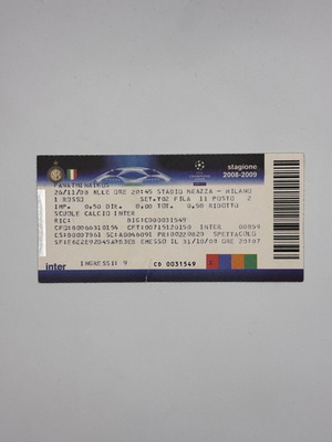 Εισιτήριο 2008 Champions League Inter 0-1 Παναθηναϊκός