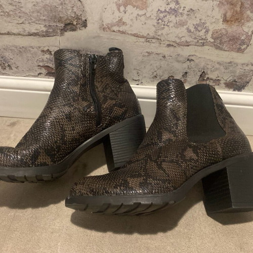 Pesaro women's leather boots new, snake print, brown, size 38