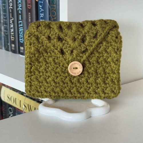 Handmade knitted wallet 13x11cm green, new