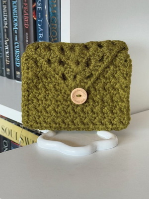 Handmade knitted wallet 13x11cm green, new