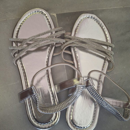 Shein silver sandals with rhinestones new