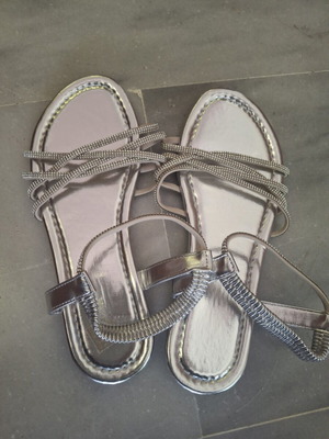 Shein silver sandals with rhinestones new