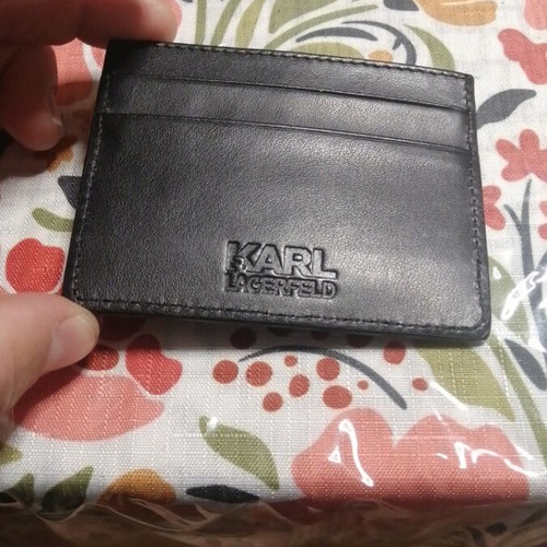 Karl Lagerfeld leather card holder, black