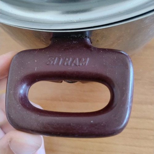 Sitram pot used, missing lid handle, diameter 21 cm, height 10 cm
