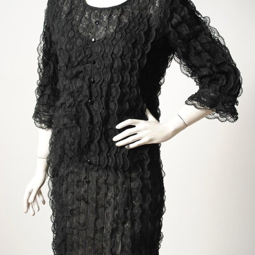 Chloe black lace dress with ruffles