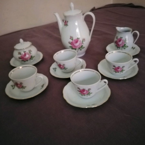 Antique wonderful espresso set for 4 people made of fine porcelain from Germany