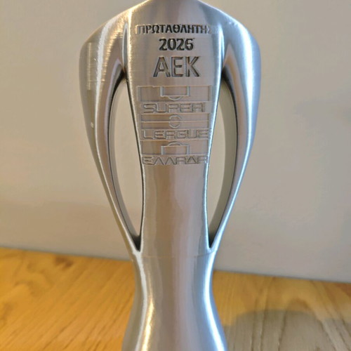 Κούπα Super League ΑΕΚ 2026 καινούργια, 3d printed, ασημί γυαλιστερή