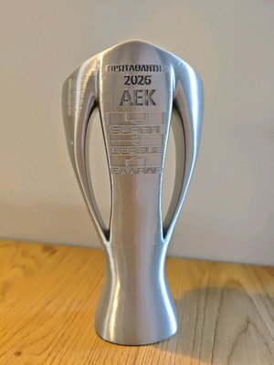 Κούπα Super League ΑΕΚ 2026 καινούργια, 3d printed, ασημί γυαλιστερή