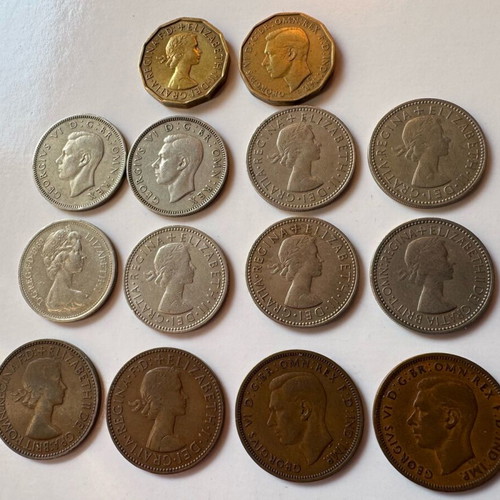 England coins used, pack of 14 from 1938