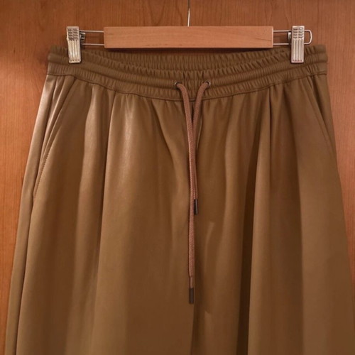 Zara leather pants brown like new with elastic and drawstring