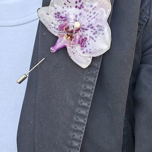 Handmade brooch pin with natural orchid flower new