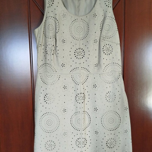 Dress made of genuine leather beige, like new, size S