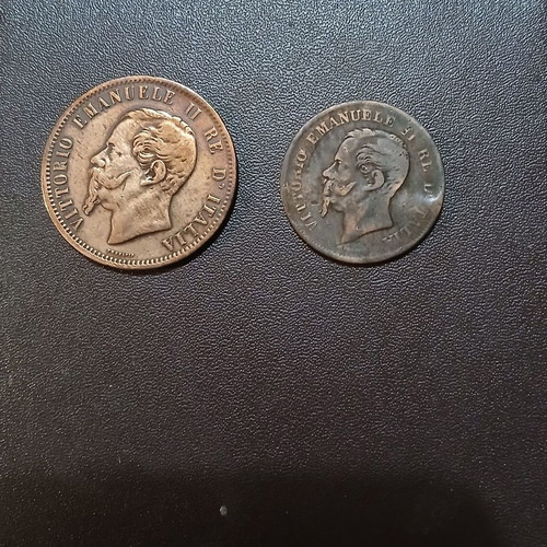 Italy 1862 5 and 10 Centesimi coins