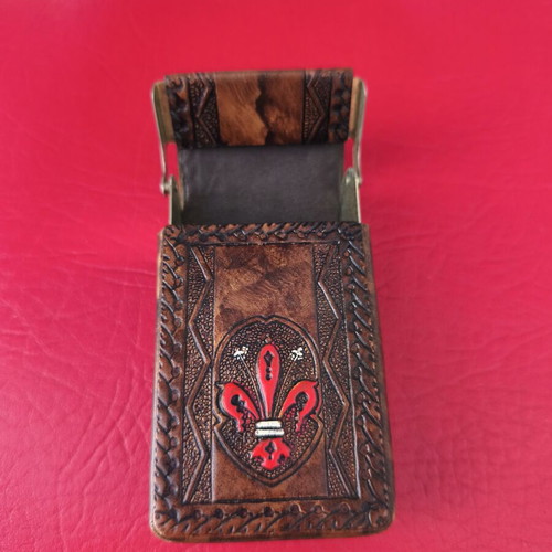 Leather cigarette case vintage new collectible