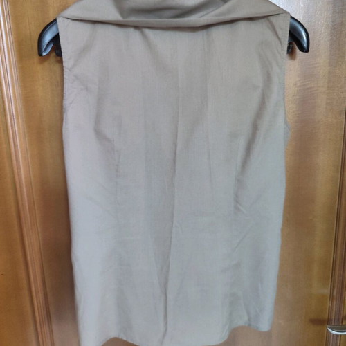 Sleeveless cotton shirt with tie like new, grey-beige