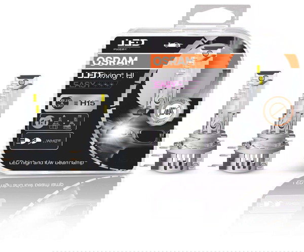 ΟSRΑΜ Λάμπες Led H15 LEDriving HL Easy 12volt 3/16watt 1250/250lm 6500k 2Τμχ 64176DWESY2HB