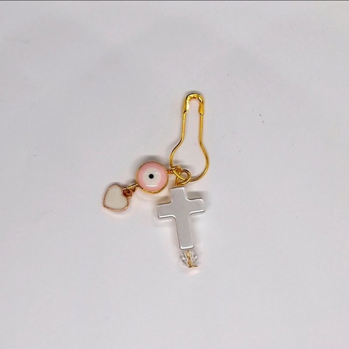 Martyrika baptism souvenirs pack of 30, gold with beads, heart, pink eye, cross